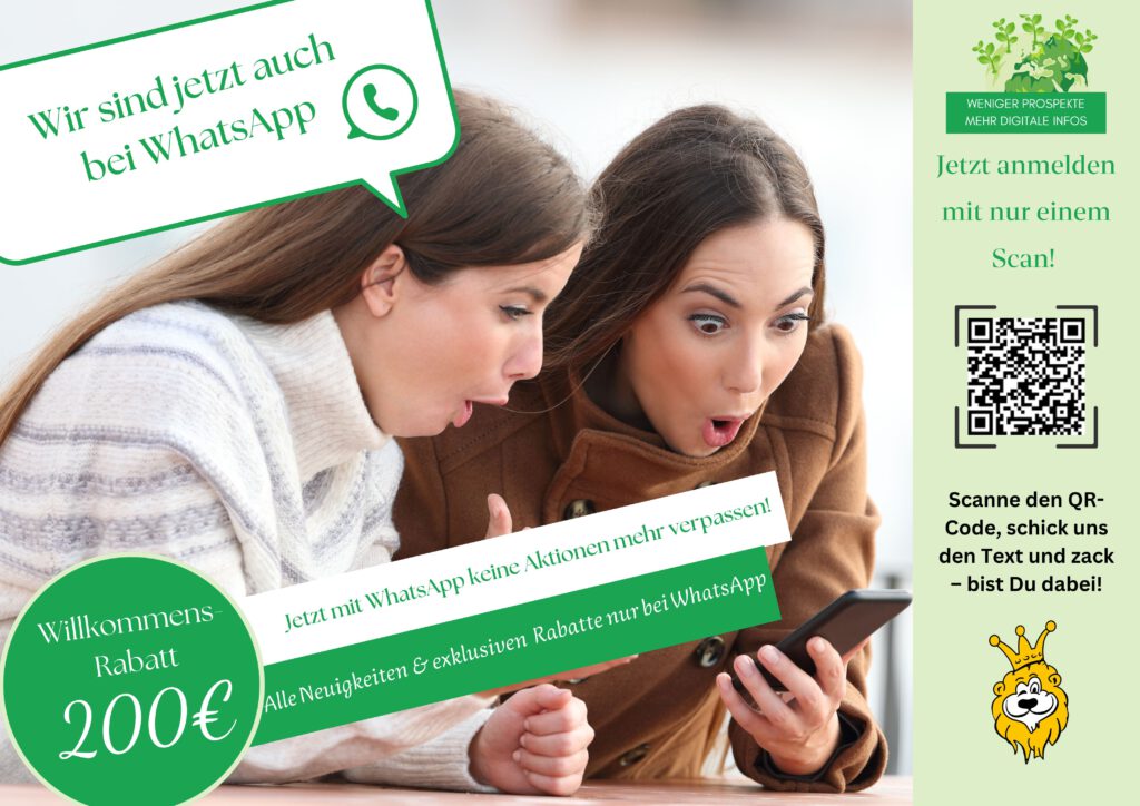 Möbel Homann ist auf What´s App. Einfach QR-code scannen, vorbereiteteten text senden und schon bist du dabei.