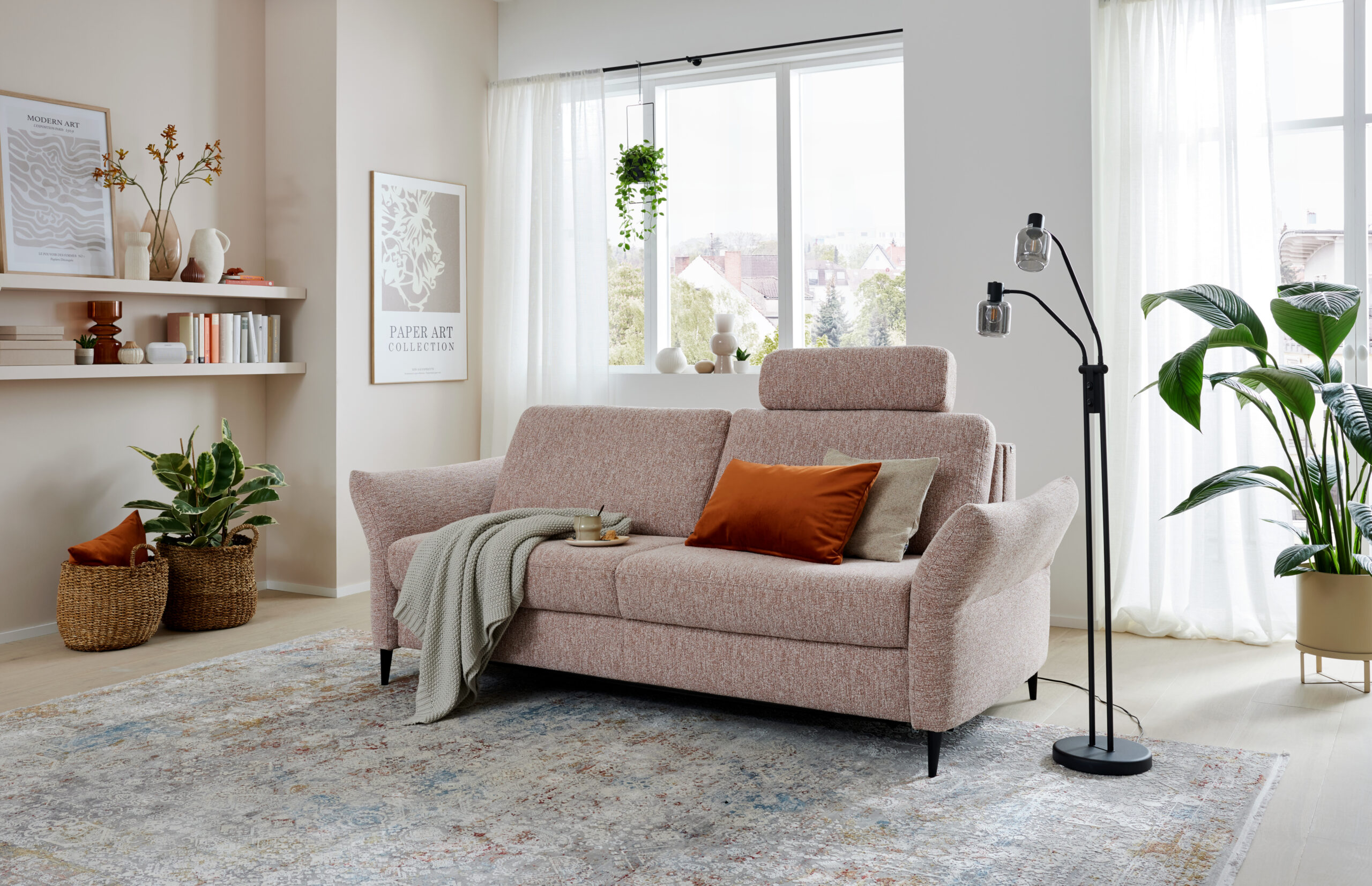 Einschlafsofa in hell Rosa von Interliving.