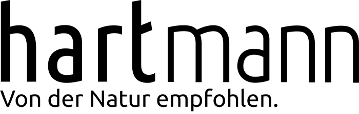 Logo des Herstellers Hartmann in schwarzer Schrift und mit dem Untertitel Aus der Natur empfohlen