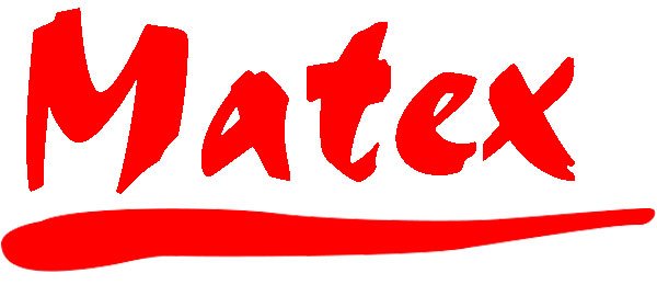 Matex Logo in roter, dynamischer Schrift mit durchgehendem roten Unterstrich.