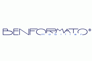 Logo der Marke BENFORMATO mobiliari® in blauem, modernem Schriftzug auf weißem Hintergrund