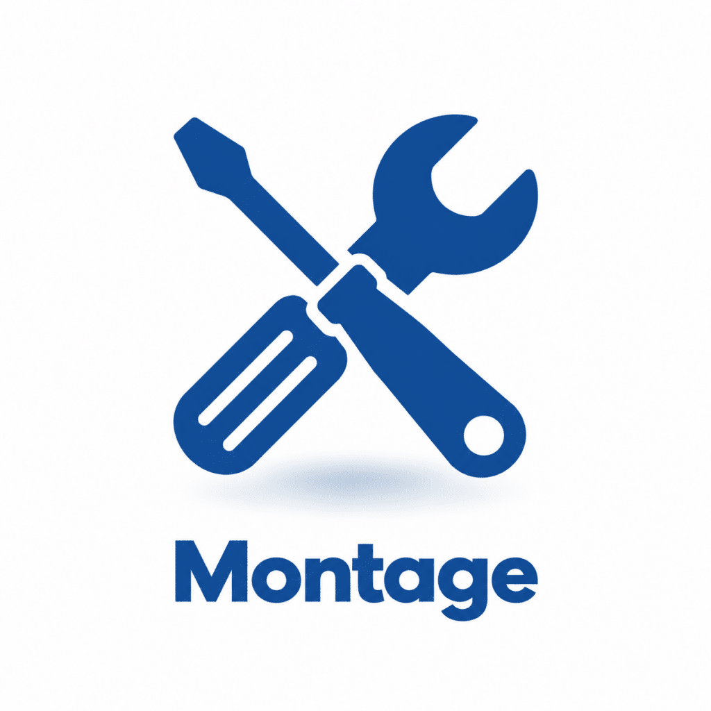 Montage-Symbol mit Werkzeugen in Homann Blau