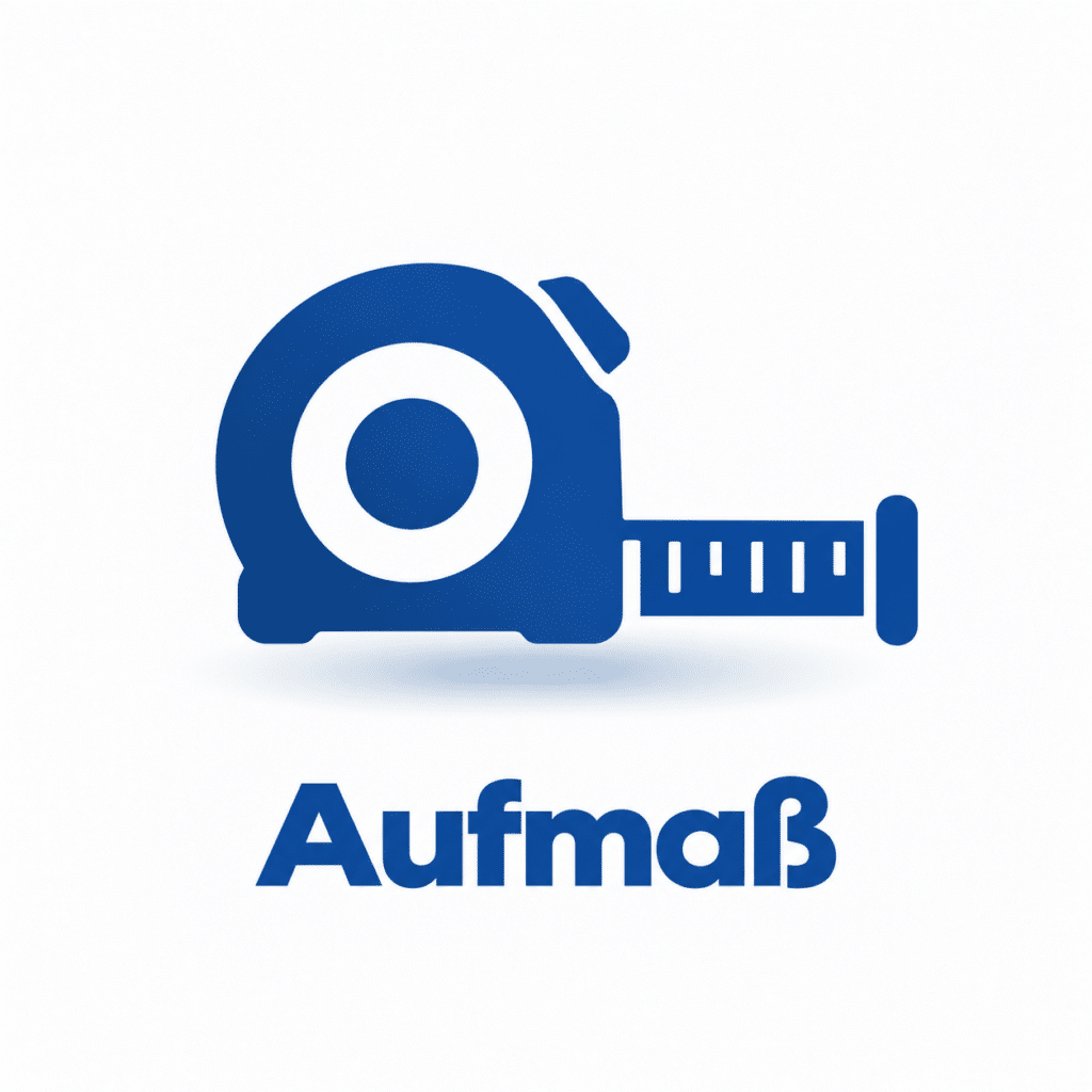 Aufmaß-Symbol mit Maßband in Homann Blau